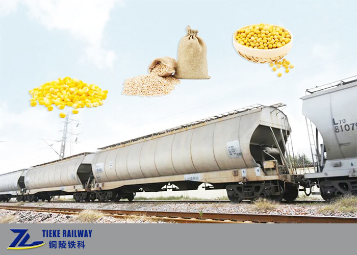Covered Grain Hopper Wagon Car 1435mm Gauge Untuk Gandum Jagung Kedelai Massal