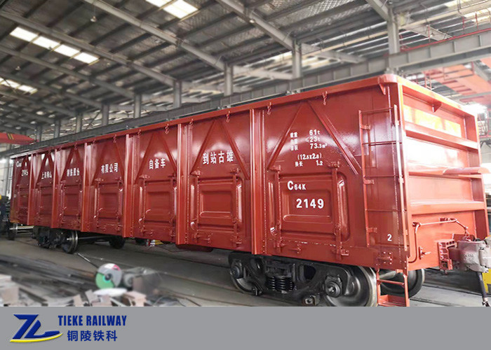 60t Pay Load Railway Open Top Wagon Untuk Barang Biasa Standar UIC