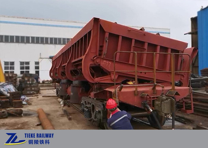 50km/h Ballast Steel Slag Side Dump Car Wagon 1435mm Gauge Rapid Tipping Bongkar