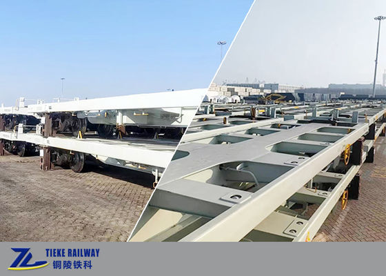 Gerobak Datar Kontainer Pengukur Kereta Api 1000mm Membayar Beban 55 Ton Gerobak Rem Udara AAR