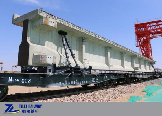 Kereta Pengangkutan Rel Datar Membawa Balok Jembatan Beton Beban 85t 50km / H