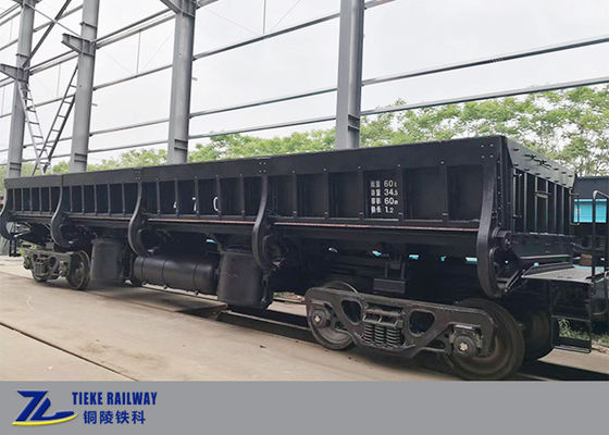 60t Load Rail Side Dump Train Agregat Mobil Batubara Hancur Batu Baja Terak